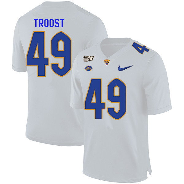 2019 Men #49 Ian Troost Pitt Panthers College Football Jerseys Sale-White